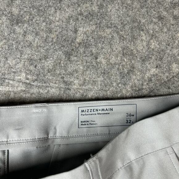 Mizzen Main Pants Mens 36x32 Gray Baron Athletic Tapered Performance Stretch - Picture 7 of 11